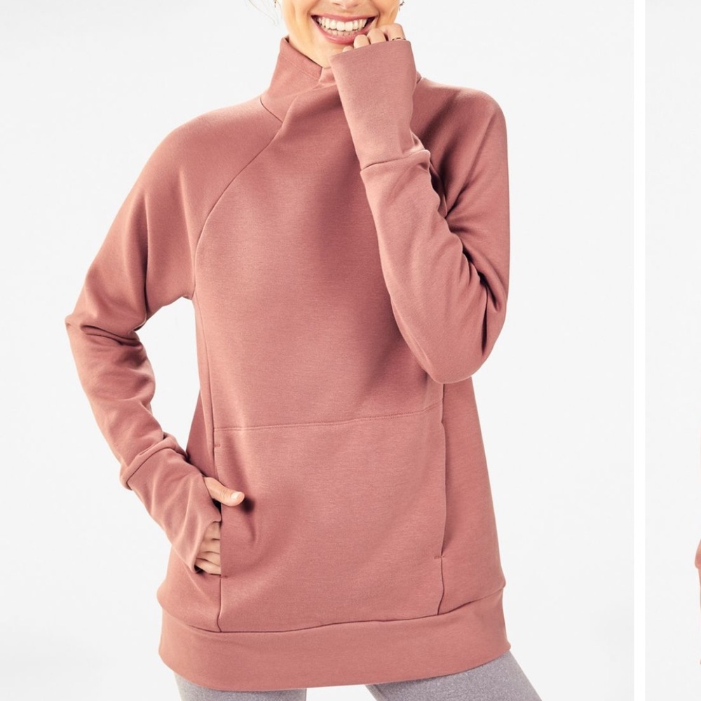 Fabletics Zaylee Funnel Neck Tunic Cozy Pullover Hoodie with Thumb Holes Sz. S